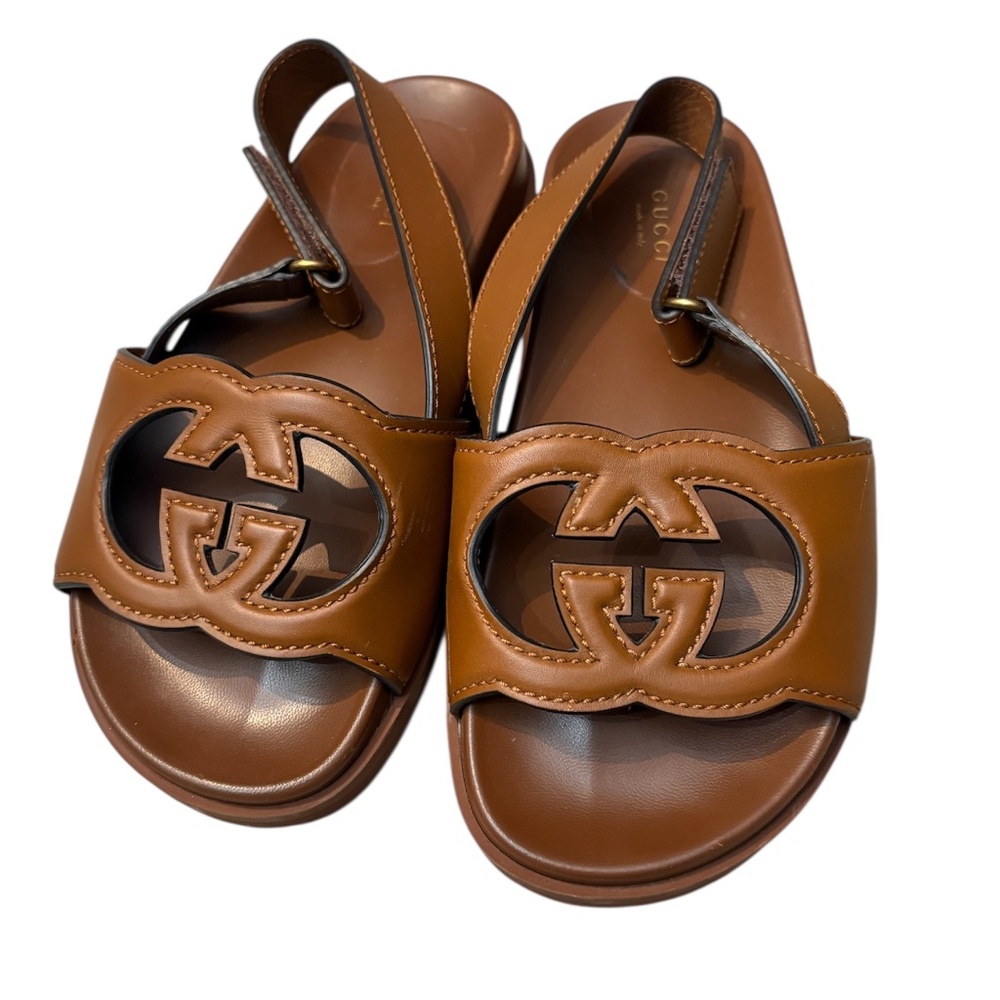 Gucci  interlocking g leather sandals - 8.5 - Picture 2 of 8